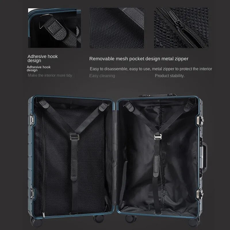 20 "24" 28 "بوصة 100% سبائك الألومنيوم موضة جديدة للنساء والرجال حقيبة سفر المقصورة عربة حقيبة حمل على أمتعة دوارة - منصة بي مارت للتسوق الإلكتروني20 "24" 28 "بوصة 100% سبائك الألومنيوم موضة جديدة للنساء والرجال حقيبة سفر المقصورة عربة حقيبة حمل على أمتعة دوارة