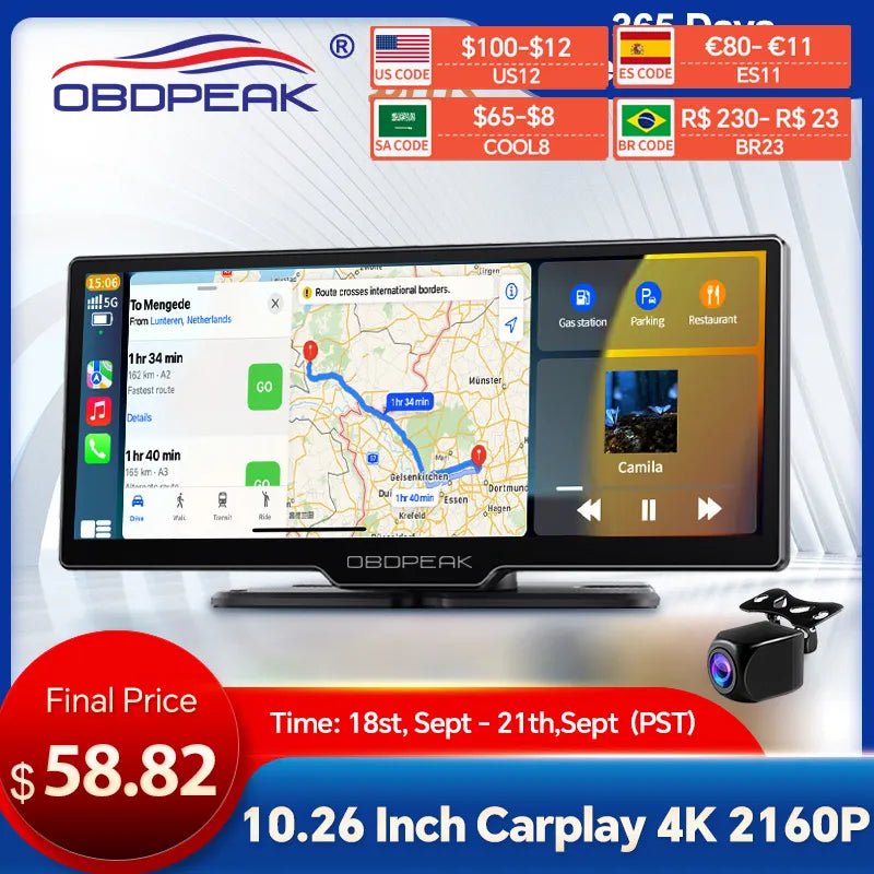 2023 K2 10.26 "داش كام 4K 2160P كاميرا الرؤية الخلفية Carplay & Android Auto GPS Navigation مع التحكم الصوتي جهاز تسجيل فيديو رقمي للسيارات BT FM مراقب - منصة بي مارت للتسوق الإلكتروني2023 K2 10.26 "داش كام 4K 2160P كاميرا الرؤية الخلفية Carplay & Android Auto GPS Navigation مع التحكم الصوتي جهاز تسجيل فيديو رقمي للسيارات BT FM مراقب