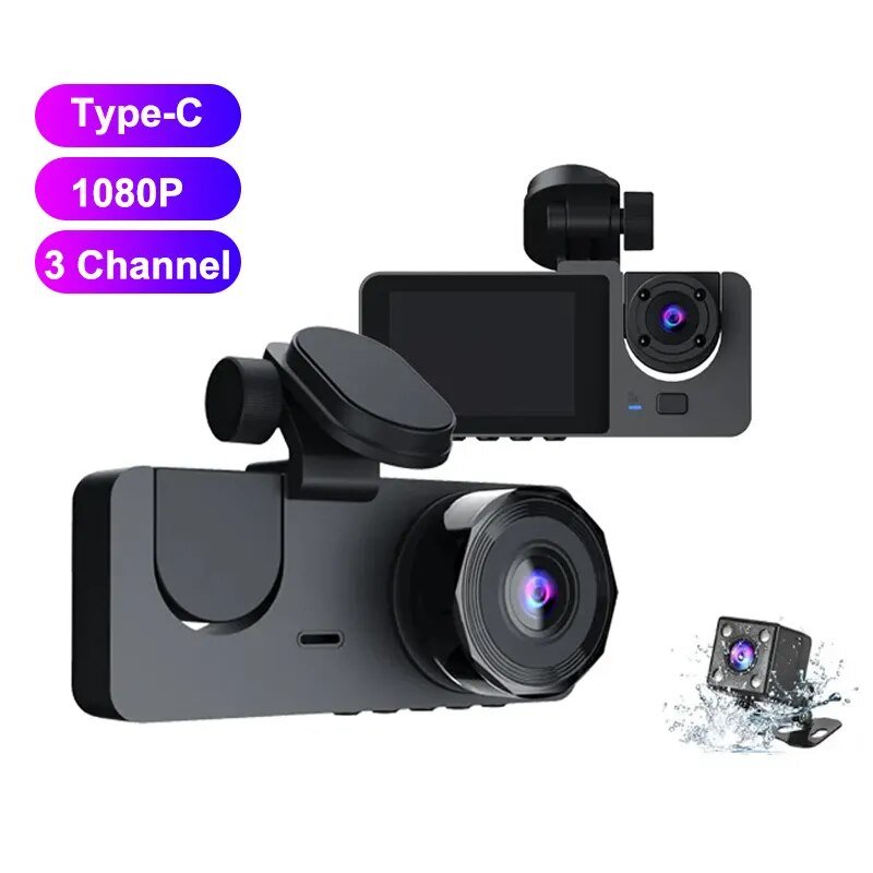 3 Lens Car Video recorder HD1080P Dash Cam Car Black Box 2.0inch IPS Camera Recorder Night Vision G-sensor Loop Recording Dvr - منصة بي مارت للتسوق الإلكتروني3 Lens Car Video recorder HD1080P Dash Cam Car Black Box 2.0inch IPS Camera Recorder Night Vision G-sensor Loop Recording Dvr