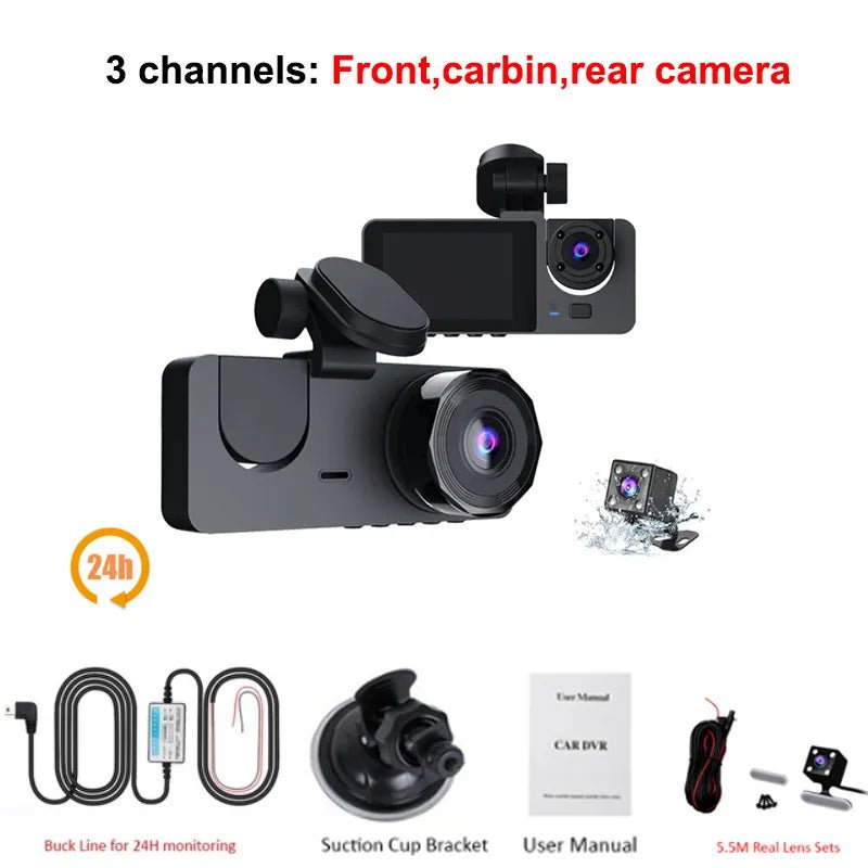 3 Lens Car Video recorder HD1080P Dash Cam Car Black Box 2.0inch IPS Camera Recorder Night Vision G-sensor Loop Recording Dvr - منصة بي مارت للتسوق الإلكتروني3 Lens Car Video recorder HD1080P Dash Cam Car Black Box 2.0inch IPS Camera Recorder Night Vision G-sensor Loop Recording Dvr