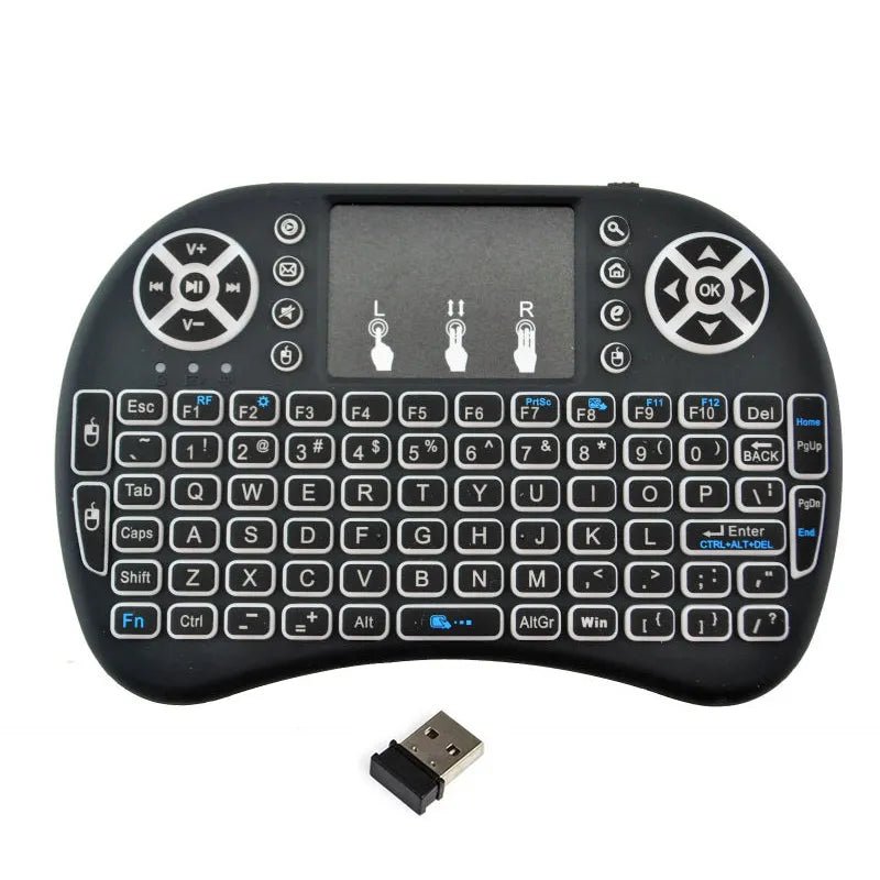 7 Backlit English Russian French Spanish Portuguese Arabic 2.4G Air Mouse Remote for Android TV Box PC I8 Mini Wireless Keyboard - منصة بي مارت للتسوق الإلكتروني7 Backlit English Russian French Spanish Portuguese Arabic 2.4G Air Mouse Remote for Android TV Box PC I8 Mini Wireless Keyboard