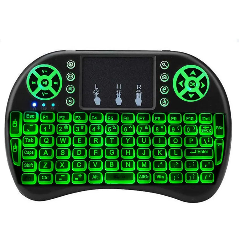 7 Backlit English Russian French Spanish Portuguese Arabic 2.4G Air Mouse Remote for Android TV Box PC I8 Mini Wireless Keyboard - منصة بي مارت للتسوق الإلكتروني7 Backlit English Russian French Spanish Portuguese Arabic 2.4G Air Mouse Remote for Android TV Box PC I8 Mini Wireless Keyboard