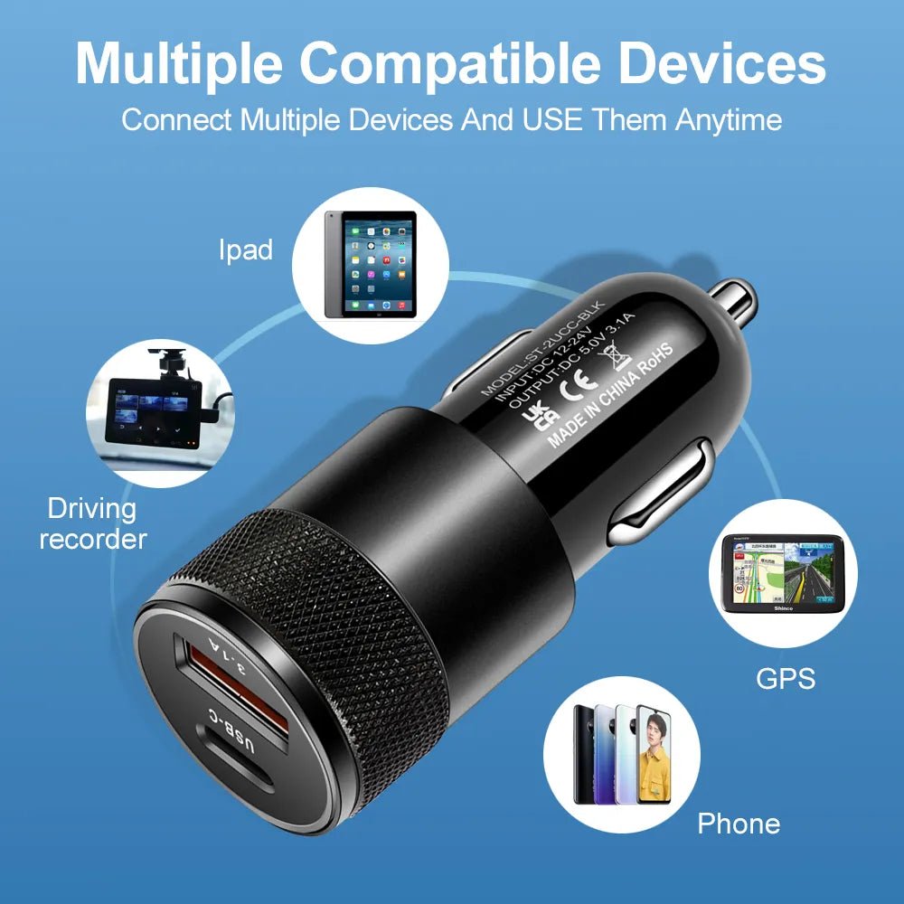 70W PD Car Charger USB Type C Fast Charging Car Phone Adapter for iPhone 14 13 12 Xiaomi Huawei Samsung S21 S22 Quick Charge - منصة بي مارت للتسوق الإلكتروني70W PD Car Charger USB Type C Fast Charging Car Phone Adapter for iPhone 14 13 12 Xiaomi Huawei Samsung S21 S22 Quick Charge