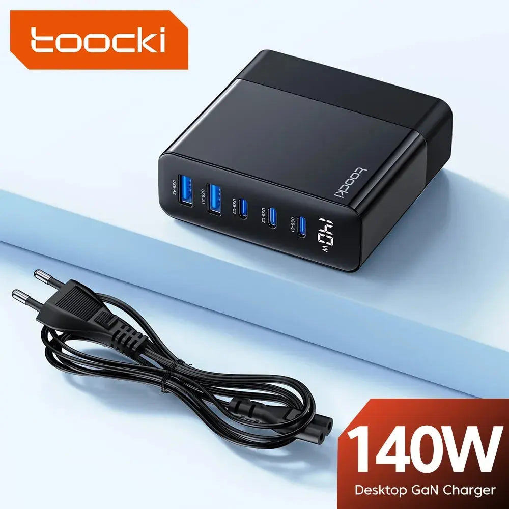 Toocki 140 واط شاحن USB محطة شحن متعددة المنافذ GaN شحن سريع لسطح المكتب آيفون 15 PD نوع C محول الطاقة شاشة LED بي مارت B MART