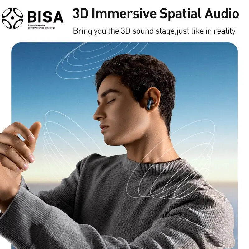 بي مارت Baseus Bowie M2s ANC سماعة بلوتوث 5.3 Hybrid -48dB إلغاء الضوضاء سماعة رأس لاسلكية تدعم سماعات أذن صوتية مكانية ثلاثية الأبعاد B MART