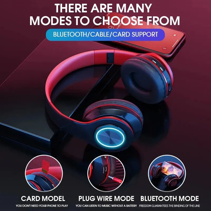 B39 Headphone With Wireless Bluetooth Colorful Light Pluggable Card Game Music Movement - منصة بي مارت للتسوق الإلكترونيB39 Headphone With Wireless Bluetooth Colorful Light Pluggable Card Game Music Movement