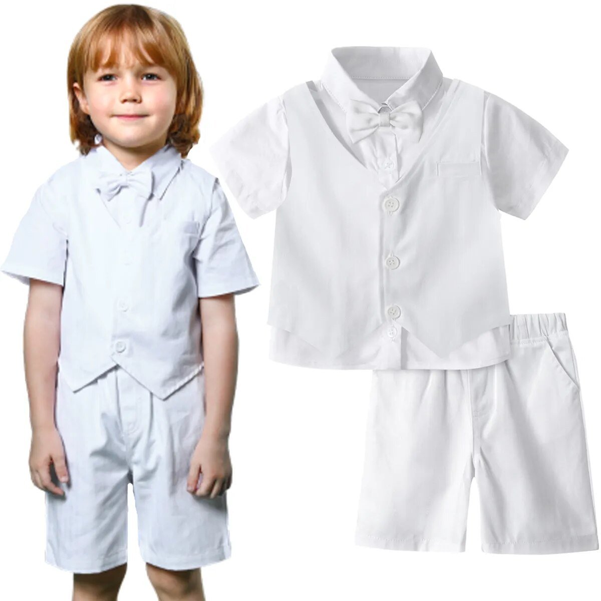 Baby Boy Clothes Toddler Wedding Suit Set Kids Birthday Party Outfit Gemtleman Formal Short Sleeve Cotton Clothing Set 3PCS - منصة بي مارت للتسوق الإلكترونيBaby Boy Clothes Toddler Wedding Suit Set Kids Birthday Party Outfit Gemtleman Formal Short Sleeve Cotton Clothing Set 3PCS