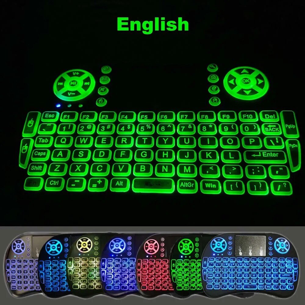 Backlight English Russian French Spanish Portugal Fly Air Mouse 2.4G Touchpad for Android TV Box PC I8 Mini Wireless Keyboard - منصة بي مارت للتسوق الإلكترونيBacklight English Russian French Spanish Portugal Fly Air Mouse 2.4G Touchpad for Android TV Box PC I8 Mini Wireless Keyboard