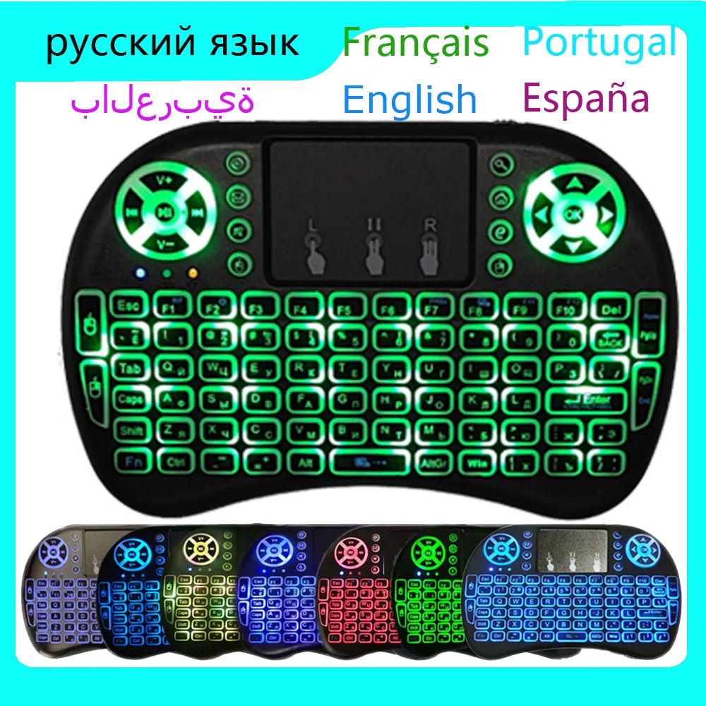 Backlight English Russian French Spanish Portugal Fly Air Mouse 2.4G Touchpad for Android TV Box PC I8 Mini Wireless Keyboard - منصة بي مارت للتسوق الإلكترونيBacklight English Russian French Spanish Portugal Fly Air Mouse 2.4G Touchpad for Android TV Box PC I8 Mini Wireless Keyboard