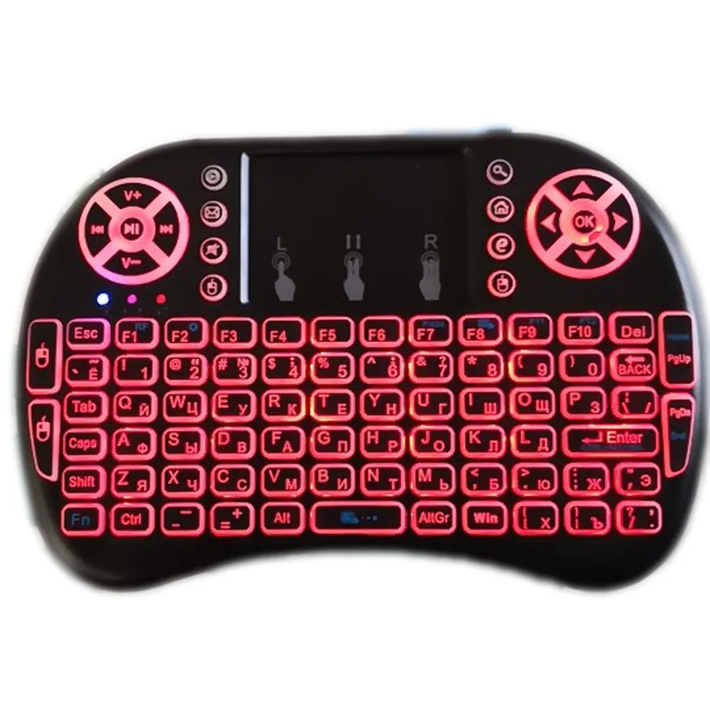 Backlight English Russian French Spanish Portugal Fly Air Mouse 2.4G Touchpad for Android TV Box PC I8 Mini Wireless Keyboard - منصة بي مارت للتسوق الإلكترونيBacklight English Russian French Spanish Portugal Fly Air Mouse 2.4G Touchpad for Android TV Box PC I8 Mini Wireless Keyboard