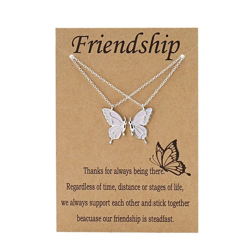 Best Friend Butterfly Necklace for Women Friendship Necklace Animal Card Clavicle Chain Pendant Mother Day Gift Designer Jewelry - منصة بي مارت للتسوق الإلكترونيBest Friend Butterfly Necklace for Women Friendship Necklace Animal Card Clavicle Chain Pendant Mother Day Gift Designer Jewelry
