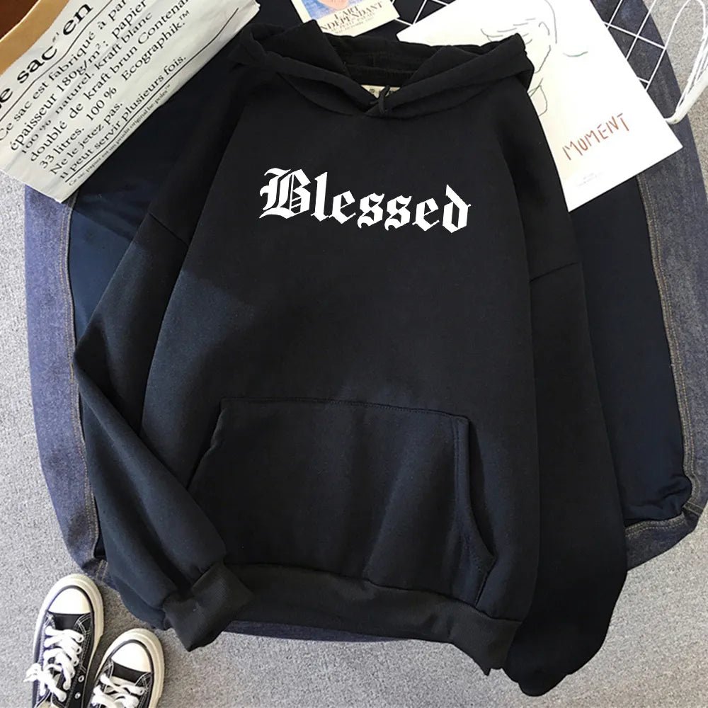 Blessed Creativity Printed Hoodies Women Street Style Hip Hop Hoody Autumn Loose Fleece Clothing Comfortable Pullover Sweatshirt - منصة بي مارت للتسوق الإلكترونيBlessed Creativity Printed Hoodies Women Street Style Hip Hop Hoody Autumn Loose Fleece Clothing Comfortable Pullover Sweatshirt