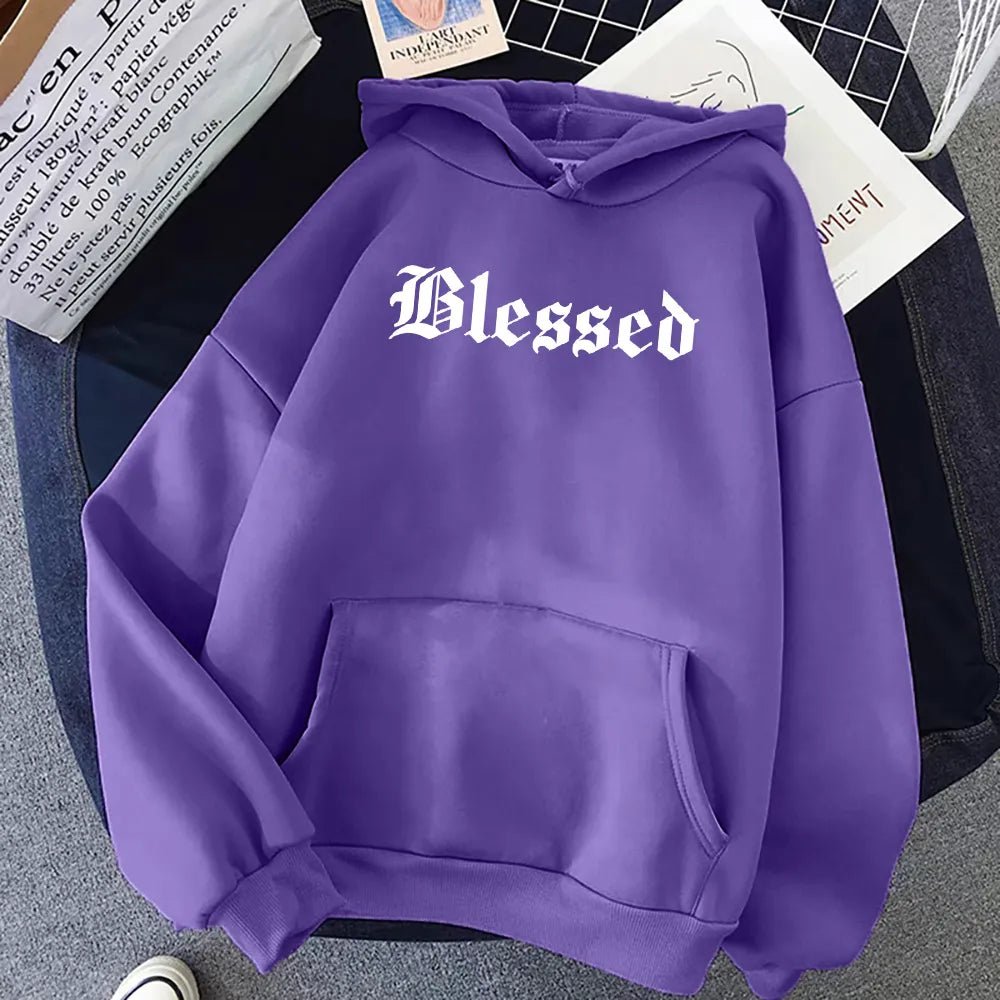 Blessed Creativity Printed Hoodies Women Street Style Hip Hop Hoody Autumn Loose Fleece Clothing Comfortable Pullover Sweatshirt - منصة بي مارت للتسوق الإلكترونيBlessed Creativity Printed Hoodies Women Street Style Hip Hop Hoody Autumn Loose Fleece Clothing Comfortable Pullover Sweatshirt