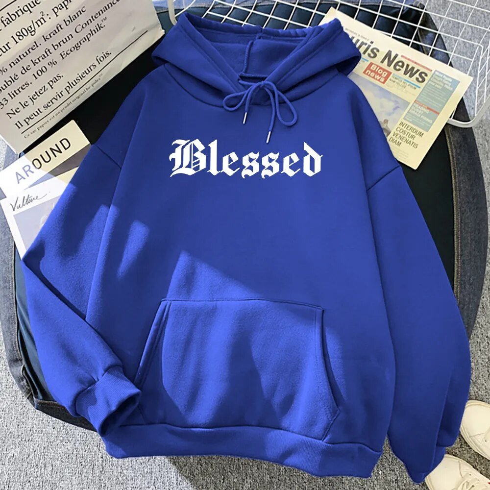 Blessed Creativity Printed Hoodies Women Street Style Hip Hop Hoody Autumn Loose Fleece Clothing Comfortable Pullover Sweatshirt - منصة بي مارت للتسوق الإلكترونيBlessed Creativity Printed Hoodies Women Street Style Hip Hop Hoody Autumn Loose Fleece Clothing Comfortable Pullover Sweatshirt