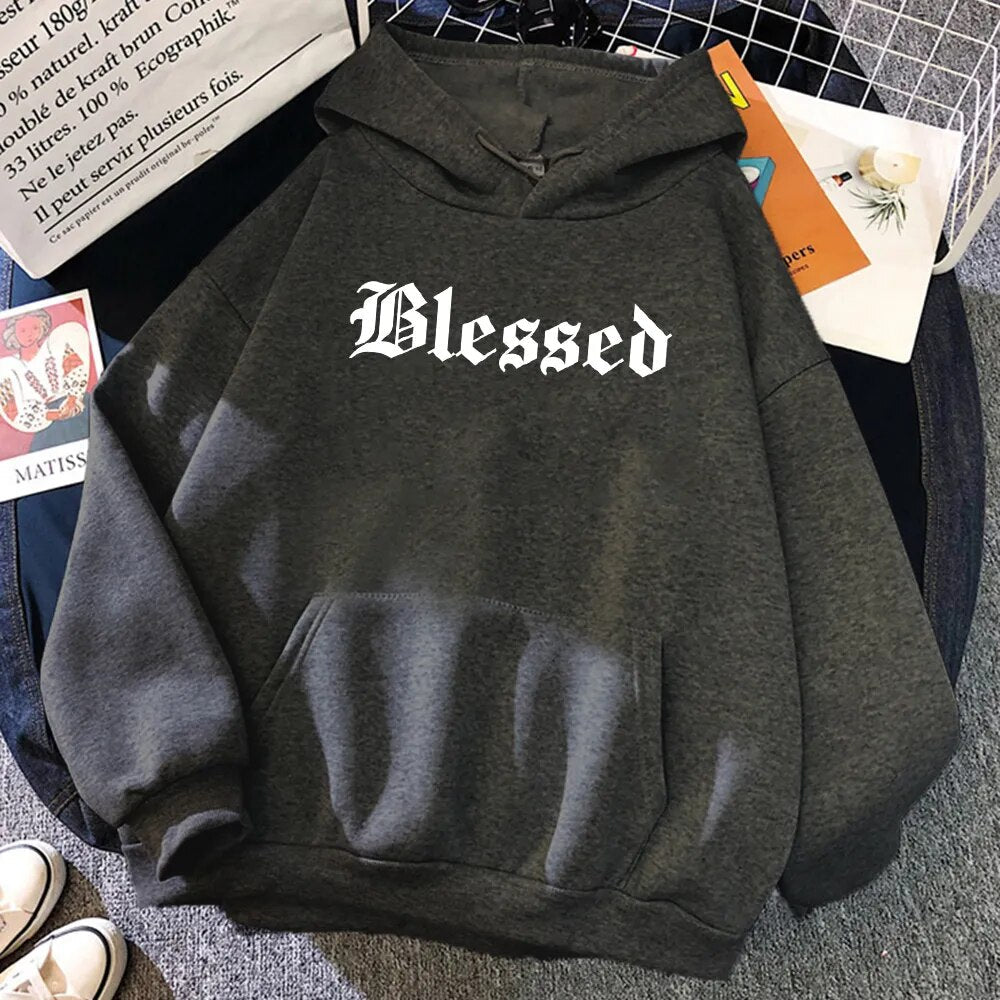 Blessed Creativity Printed Hoodies Women Street Style Hip Hop Hoody Autumn Loose Fleece Clothing Comfortable Pullover Sweatshirt - منصة بي مارت للتسوق الإلكترونيBlessed Creativity Printed Hoodies Women Street Style Hip Hop Hoody Autumn Loose Fleece Clothing Comfortable Pullover Sweatshirt