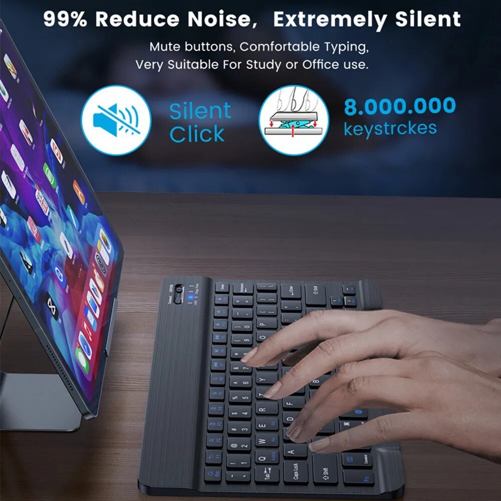 Bluetooth Wireless Keyboard Mouse For IOS Android Windows Tablet For iPad Air Mini Pro Spanish Korean Portugal Russian Keyboard - منصة بي مارت للتسوق الإلكترونيBluetooth Wireless Keyboard Mouse For IOS Android Windows Tablet For iPad Air Mini Pro Spanish Korean Portugal Russian Keyboard