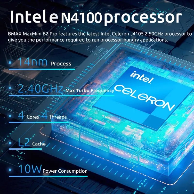 BMAX B2 Pro Mini PC Windows 11 PRO OS PC All In One HDMI Intel N4100 8GB RAM 256GB SSD Intel UHD Graphics 600 1000Mbps Ethernet - منصة بي مارت للتسوق الإلكترونيBMAX B2 Pro Mini PC Windows 11 PRO OS PC All In One HDMI Intel N4100 8GB RAM 256GB SSD Intel UHD Graphics 600 1000Mbps Ethernet