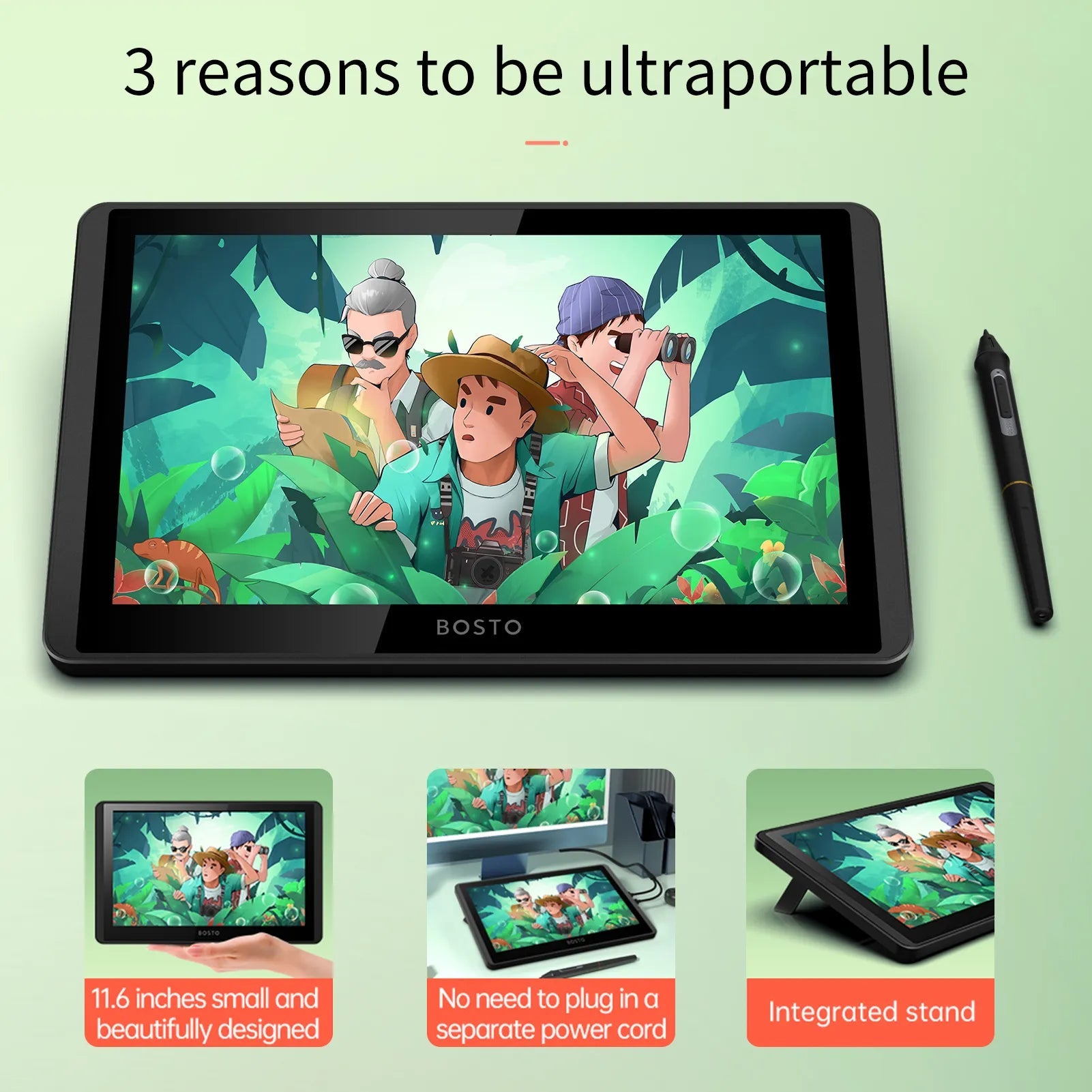 BOSTO 12HD-A H-IPS LCD لوح رسم الرسومات شاشة 11.6 بوصة حجم 1366x768 عرض 8192 مستوى الضغط التكنولوجيا السلبية - منصة بي مارت للتسوق الإلكترونيBOSTO 12HD-A H-IPS LCD لوح رسم الرسومات شاشة 11.6 بوصة حجم 1366x768 عرض 8192 مستوى الضغط التكنولوجيا السلبية