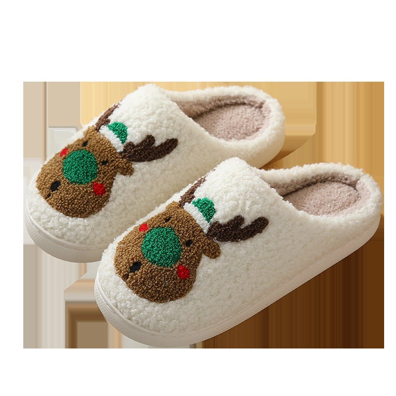 Christmas Reindeer Cotton Slippers for Couples - Cute Cartoon Design, Non-Slip, and Warm for Autumn and Winter - منصة بي مارت للتسوق الإلكترونيChristmas Reindeer Cotton Slippers for Couples - Cute Cartoon Design, Non-Slip, and Warm for Autumn and Winter