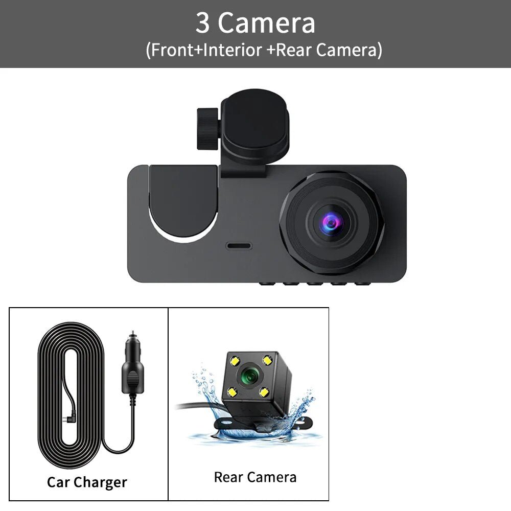 Dash Cam for Car Camera Video Recorder Dashcam DVRs Black Box 3 * Lens DVR with Rear View Camera 24H Parking Monitor 3 Channel - منصة بي مارت للتسوق الإلكترونيDash Cam for Car Camera Video Recorder Dashcam DVRs Black Box 3 * Lens DVR with Rear View Camera 24H Parking Monitor 3 Channel