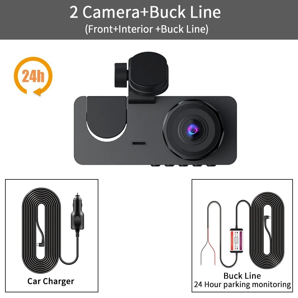 Dash Cam for Car Camera Video Recorder Dashcam DVRs Black Box 3 * Lens DVR with Rear View Camera 24H Parking Monitor 3 Channel - منصة بي مارت للتسوق الإلكترونيDash Cam for Car Camera Video Recorder Dashcam DVRs Black Box 3 * Lens DVR with Rear View Camera 24H Parking Monitor 3 Channel