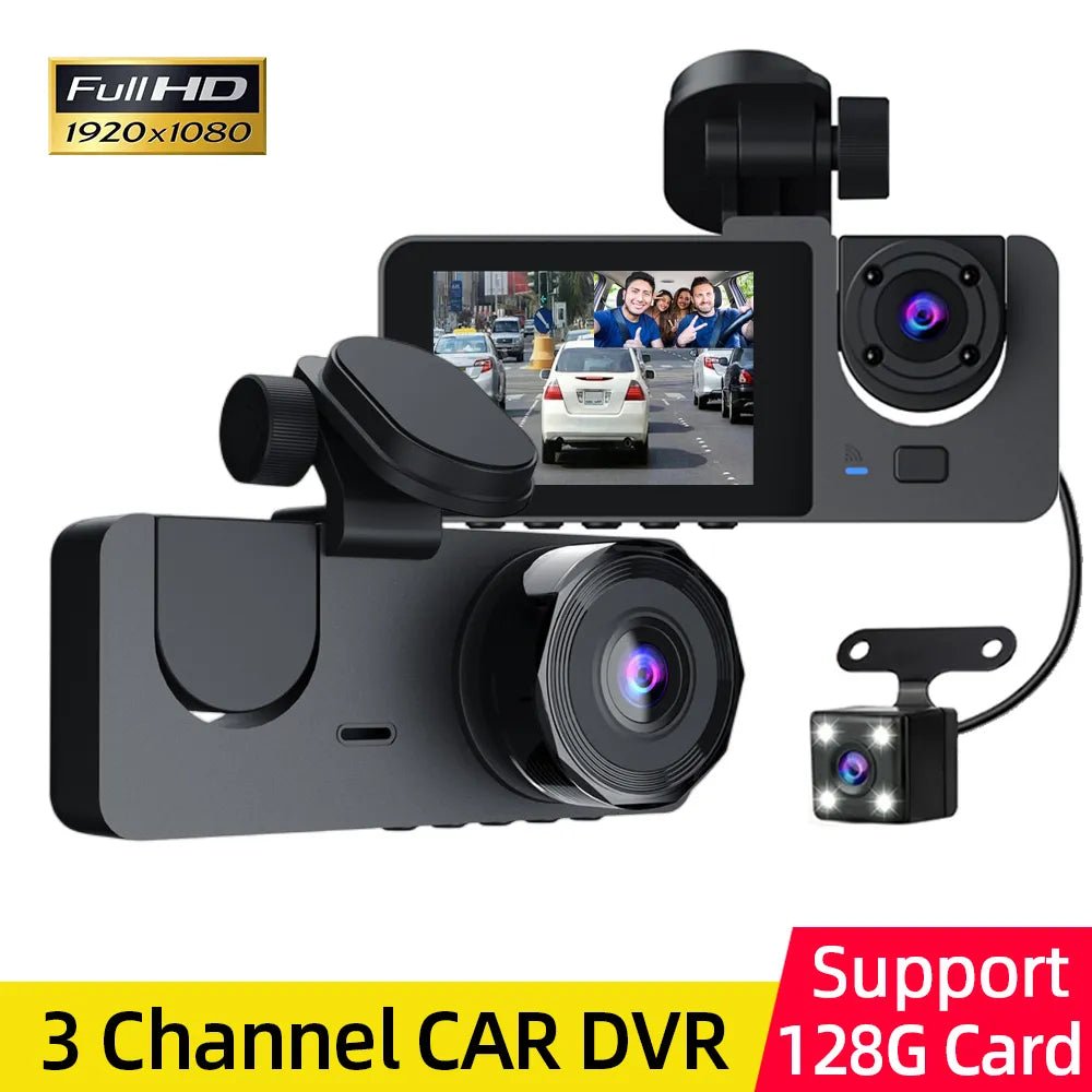 Dash Cam for Car Camera Video Recorder Dashcam DVRs Black Box 3 * Lens DVR with Rear View Camera 24H Parking Monitor 3 Channel - منصة بي مارت للتسوق الإلكترونيDash Cam for Car Camera Video Recorder Dashcam DVRs Black Box 3 * Lens DVR with Rear View Camera 24H Parking Monitor 3 Channel