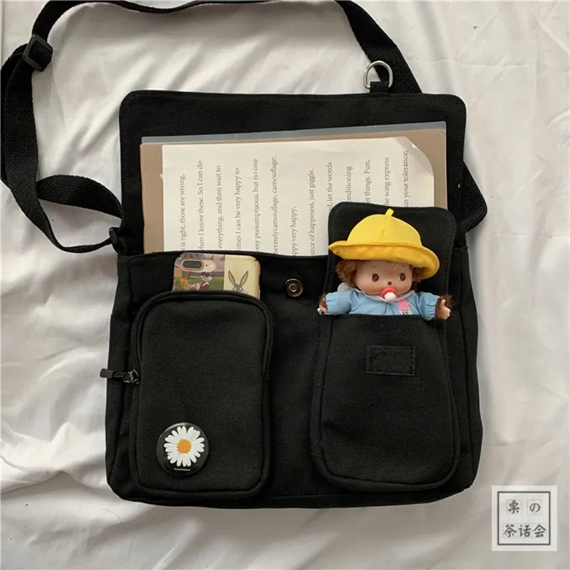 Fashion Women Canvas Shoulder Bags For Youth Casual Ladies Large Capacity Crossbody Bags Solid Handbags Messenger Bags for Women - منصة بي مارت للتسوق الإلكترونيFashion Women Canvas Shoulder Bags For Youth Casual Ladies Large Capacity Crossbody Bags Solid Handbags Messenger Bags for Women