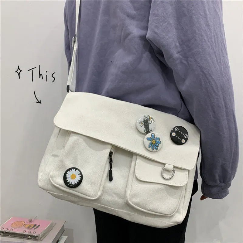 Fashion Women Canvas Shoulder Bags For Youth Casual Ladies Large Capacity Crossbody Bags Solid Handbags Messenger Bags for Women - منصة بي مارت للتسوق الإلكترونيFashion Women Canvas Shoulder Bags For Youth Casual Ladies Large Capacity Crossbody Bags Solid Handbags Messenger Bags for Women