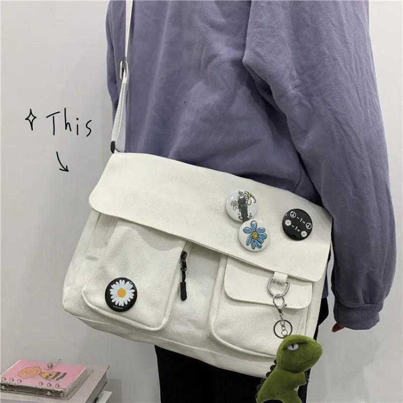 Fashion Women Canvas Shoulder Bags For Youth Casual Ladies Large Capacity Crossbody Bags Solid Handbags Messenger Bags for Women - منصة بي مارت للتسوق الإلكترونيFashion Women Canvas Shoulder Bags For Youth Casual Ladies Large Capacity Crossbody Bags Solid Handbags Messenger Bags for Women