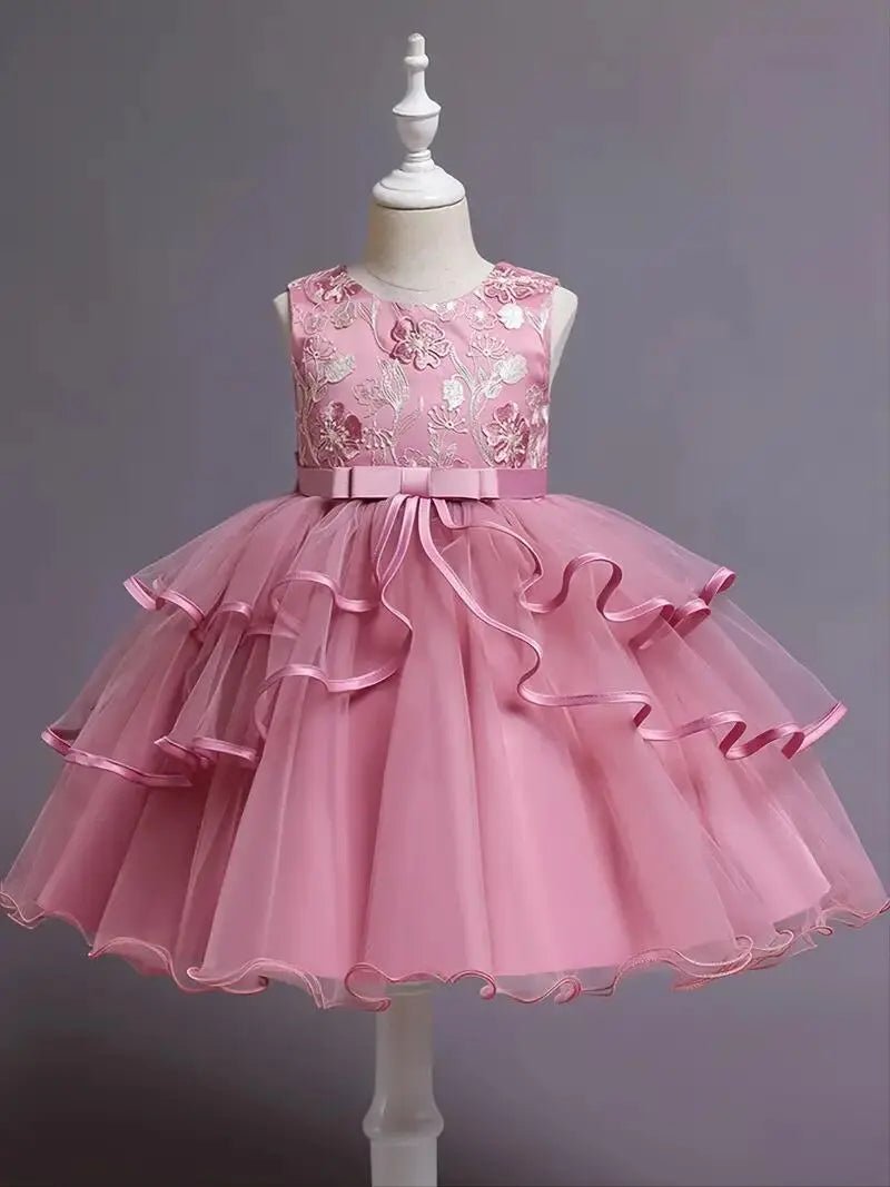 Girls Princess Dress Sleeveless Flower Embroidery Tutu Dress Performance Dress Wedding Flower Girls For Evening Birthday #5810 - منصة بي مارت للتسوق الإلكترونيGirls Princess Dress Sleeveless Flower Embroidery Tutu Dress Performance Dress Wedding Flower Girls For Evening Birthday #5810