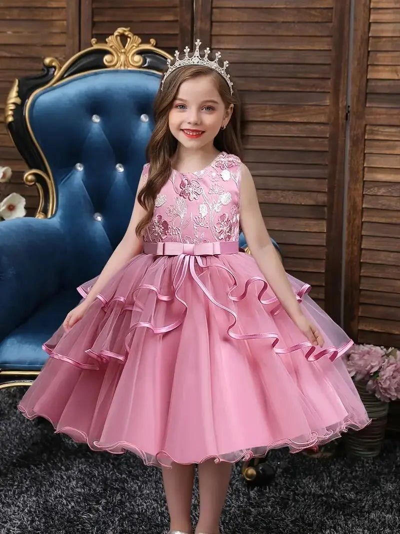 Girls Princess Dress Sleeveless Flower Embroidery Tutu Dress Performance Dress Wedding Flower Girls For Evening Birthday #5810 - منصة بي مارت للتسوق الإلكترونيGirls Princess Dress Sleeveless Flower Embroidery Tutu Dress Performance Dress Wedding Flower Girls For Evening Birthday #5810