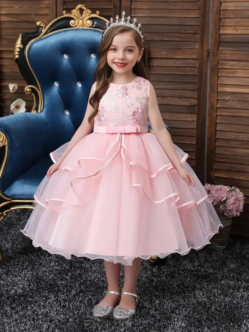 Girls Princess Dress Sleeveless Flower Embroidery Tutu Dress Performance Dress Wedding Flower Girls For Evening Birthday #5810 - منصة بي مارت للتسوق الإلكترونيGirls Princess Dress Sleeveless Flower Embroidery Tutu Dress Performance Dress Wedding Flower Girls For Evening Birthday #5810