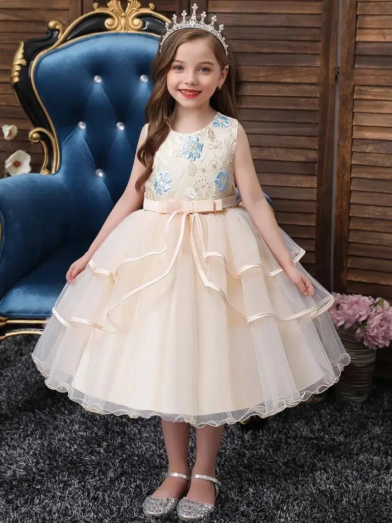 Girls Princess Dress Sleeveless Flower Embroidery Tutu Dress Performance Dress Wedding Flower Girls For Evening Birthday #5810 - منصة بي مارت للتسوق الإلكترونيGirls Princess Dress Sleeveless Flower Embroidery Tutu Dress Performance Dress Wedding Flower Girls For Evening Birthday #5810