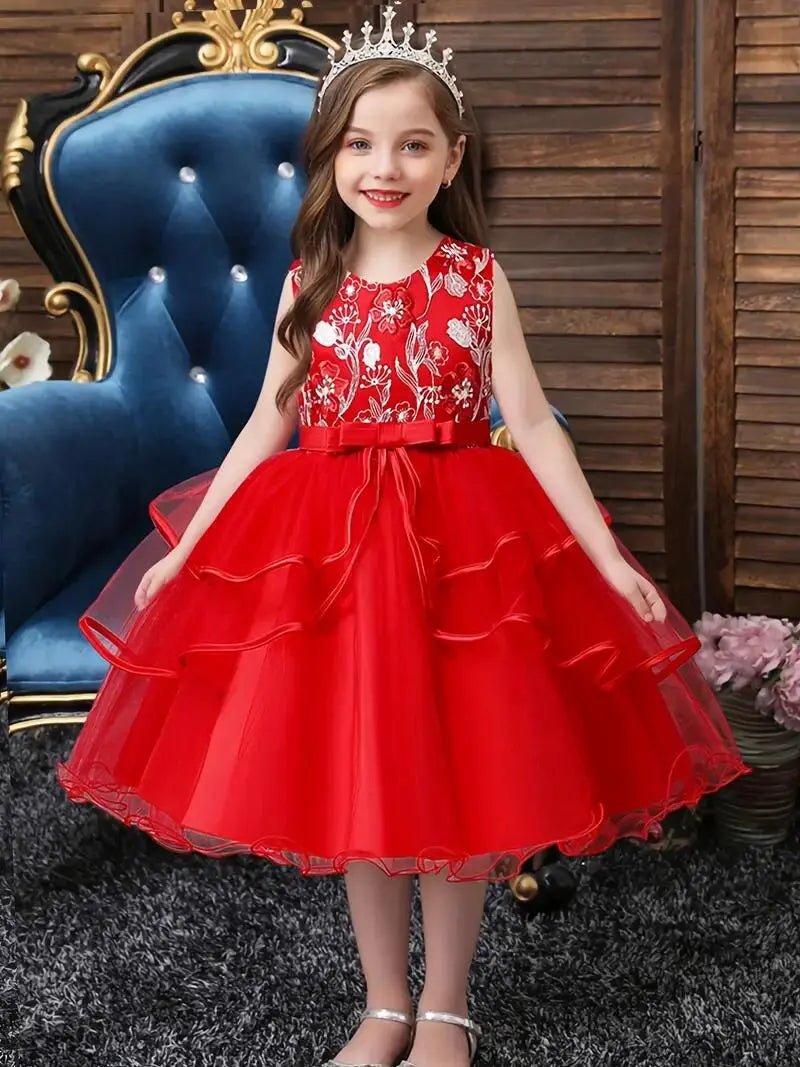 Girls Princess Dress Sleeveless Flower Embroidery Tutu Dress Performance Dress Wedding Flower Girls For Evening Birthday #5810 - منصة بي مارت للتسوق الإلكترونيGirls Princess Dress Sleeveless Flower Embroidery Tutu Dress Performance Dress Wedding Flower Girls For Evening Birthday #5810