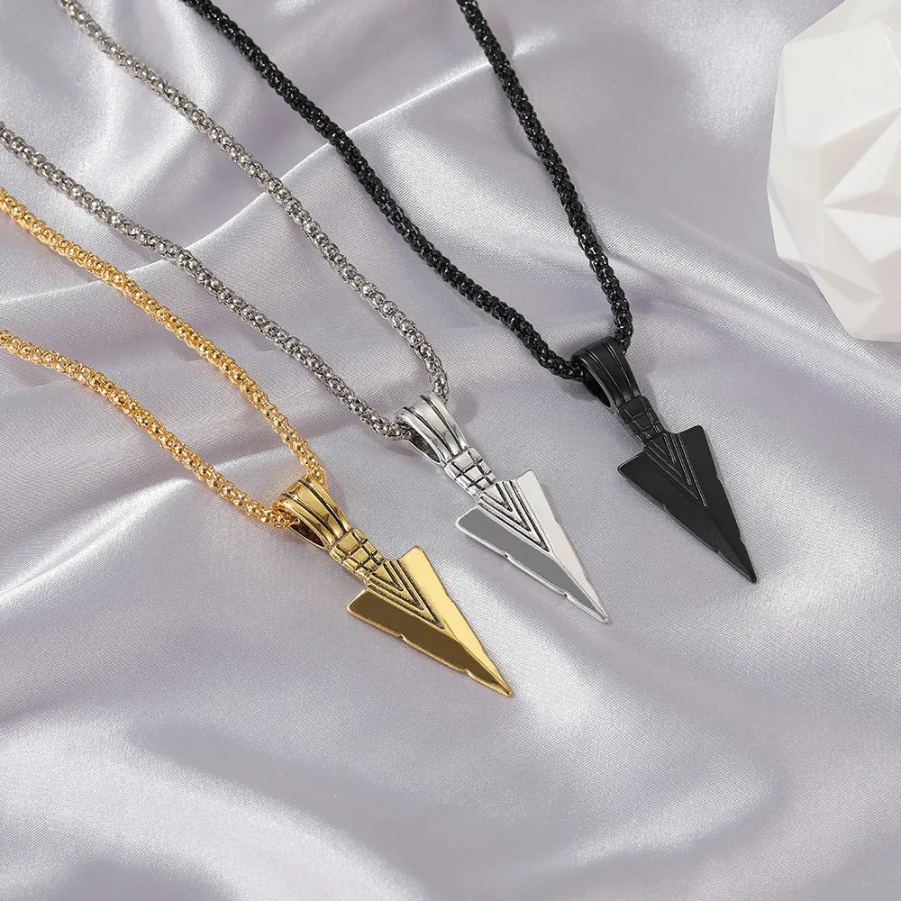 Hip Hop Vintage Men Arrow Necklace Delicate Triangle Spearhead Arrowhead Pendant Necklace for Men Punk Hip Hop Gift Jewelry - منصة بي مارت للتسوق الإلكترونيHip Hop Vintage Men Arrow Necklace Delicate Triangle Spearhead Arrowhead Pendant Necklace for Men Punk Hip Hop Gift Jewelry
