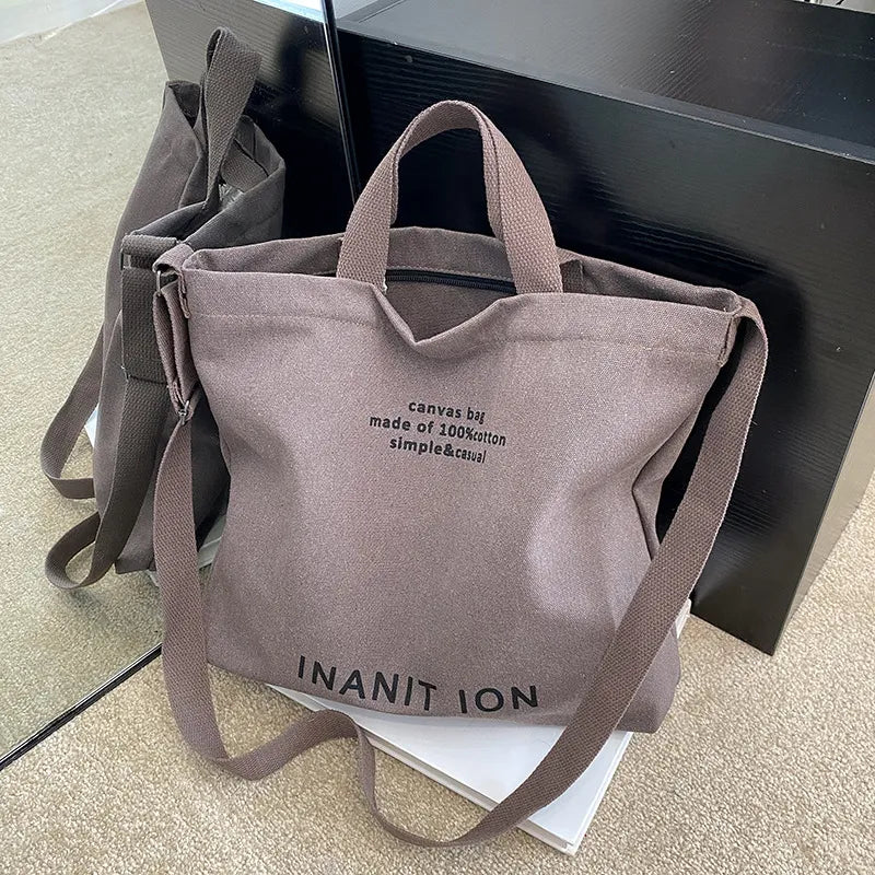 Japanese Canvas Men's and Women's Simple Cross-body Bag Wash Canvas Thick Handbag Large Capacity Arts Students Package Satchel - منصة بي مارت للتسوق الإلكترونيJapanese Canvas Men's and Women's Simple Cross-body Bag Wash Canvas Thick Handbag Large Capacity Arts Students Package Satchel