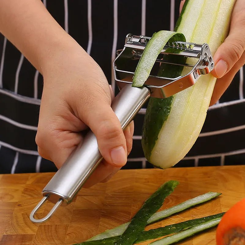 Kitchen Vegetable Peeler Stainless Steel Melon Planer Double-Head Peeler Household Multiple-Function Fruit And Vegetable Peeler - منصة بي مارت للتسوق الإلكترونيKitchen Vegetable Peeler Stainless Steel Melon Planer Double-Head Peeler Household Multiple-Function Fruit And Vegetable Peeler