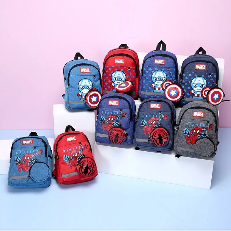Marvel Kids Backpacks For Boys preschool Child Captain America Spider Men Pattern School Bags Teenager Lightweight Cute Knapsack - منصة بي مارت للتسوق الإلكترونيMarvel Kids Backpacks For Boys preschool Child Captain America Spider Men Pattern School Bags Teenager Lightweight Cute Knapsack