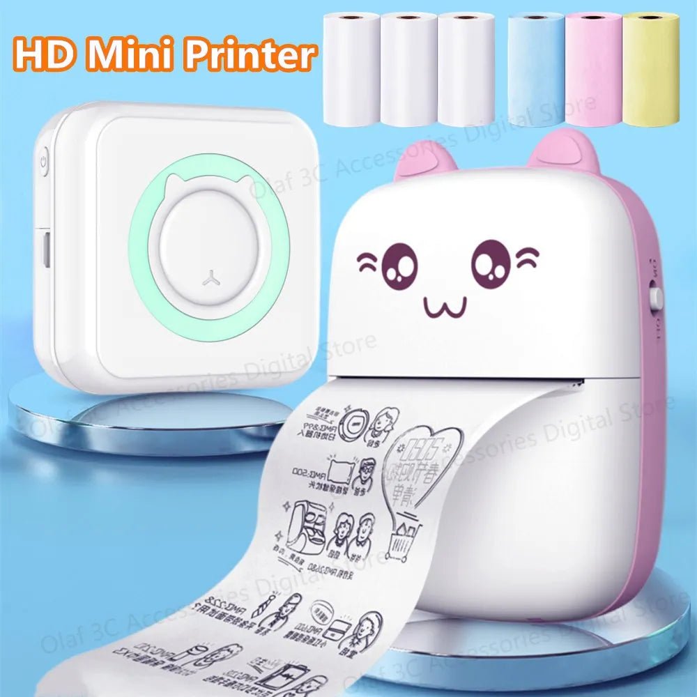 Meow Mini Label Printer Thermal Portable Printers Stickers Paper Inkless Wireless Impresora Portátil 200dpi Android IOS 57mm - منصة بي مارت للتسوق الإلكترونيMeow Mini Label Printer Thermal Portable Printers Stickers Paper Inkless Wireless Impresora Portátil 200dpi Android IOS 57mm